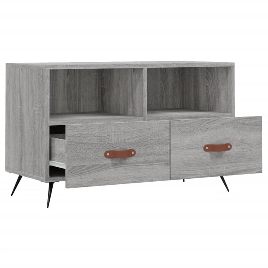 Tv-Meubel 80X36X50 Cm Bewerkt Hout Eikenkleurig Grijs sonoma
