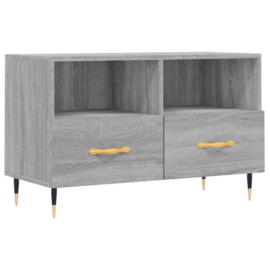 Tv-Meubel 80X36X50 Cm Bewerkt Hout Eikenkleurig Grijs sonoma