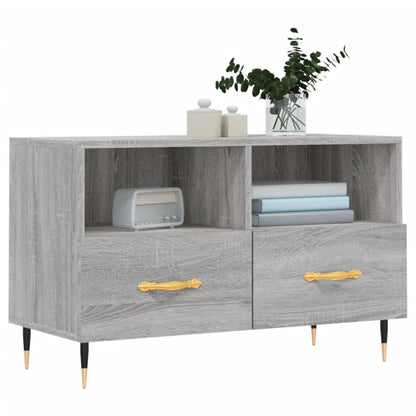 Tv-Meubel 80X36X50 Cm Bewerkt Hout Eikenkleurig Grijs sonoma