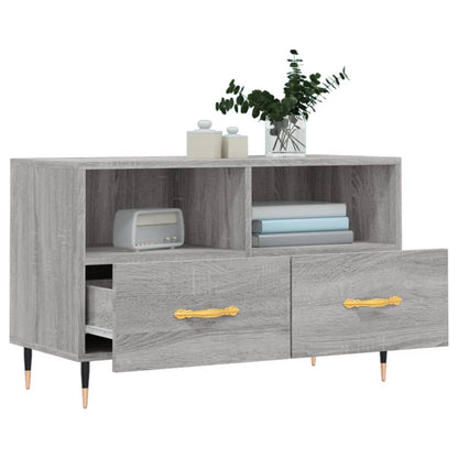Tv-Meubel 80X36X50 Cm Bewerkt Hout Eikenkleurig Grijs sonoma