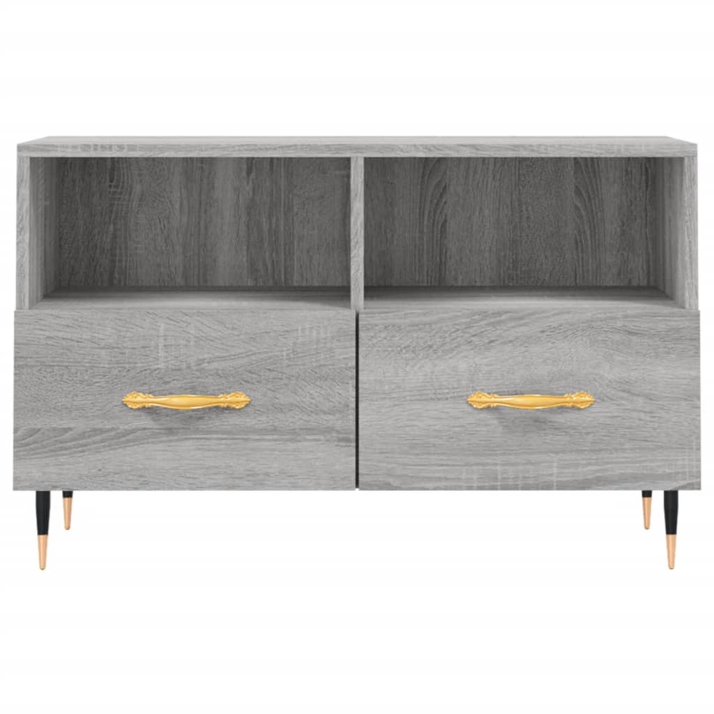 Tv-Meubel 80X36X50 Cm Bewerkt Hout Eikenkleurig Grijs sonoma
