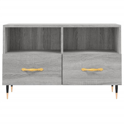 Tv-Meubel 80X36X50 Cm Bewerkt Hout Eikenkleurig Grijs sonoma