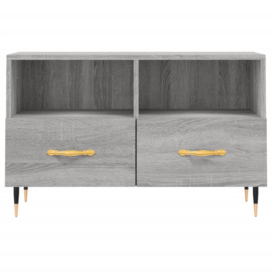 Tv-Meubel 80X36X50 Cm Bewerkt Hout Eikenkleurig Grijs sonoma