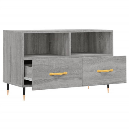 Tv-Meubel 80X36X50 Cm Bewerkt Hout Eikenkleurig Grijs sonoma