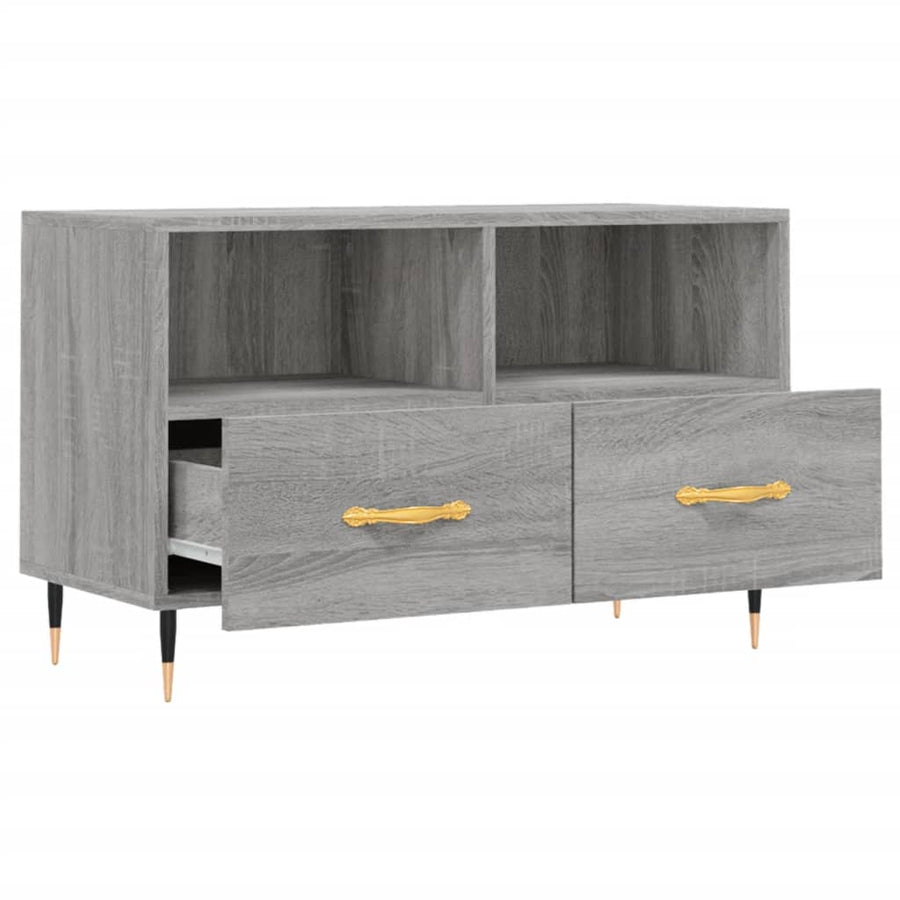 Tv-Meubel 80X36X50 Cm Bewerkt Hout Eikenkleurig Grijs sonoma