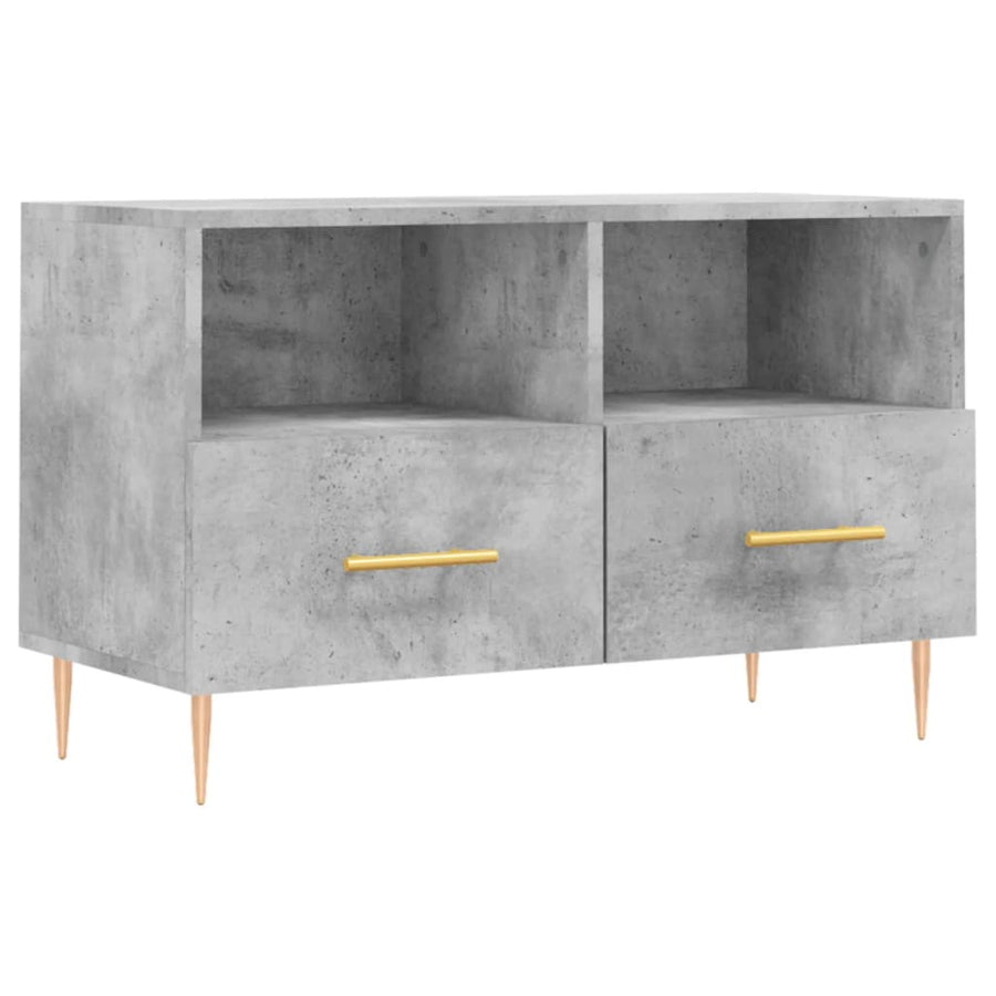 Tv-Meubel 80X36X50 Cm Bewerkt Hout Betongrijs