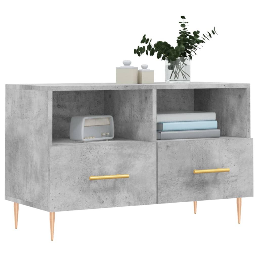 Tv-Meubel 80X36X50 Cm Bewerkt Hout Betongrijs