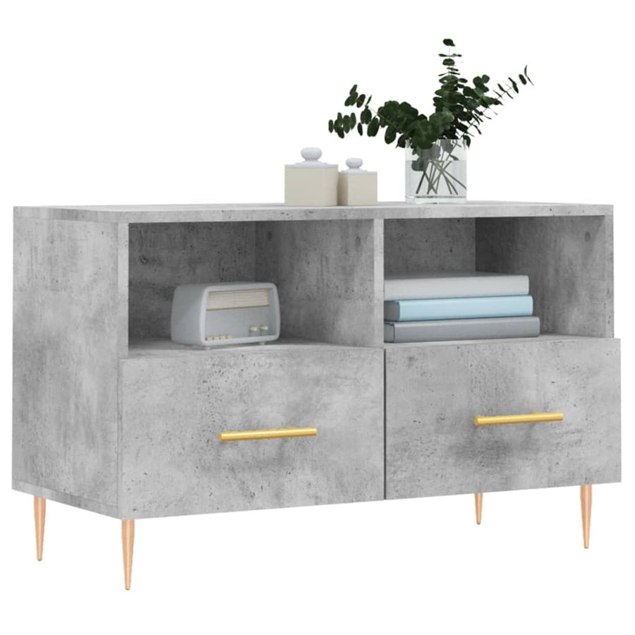 Tv-Meubel 80X36X50 Cm Bewerkt Hout Betongrijs