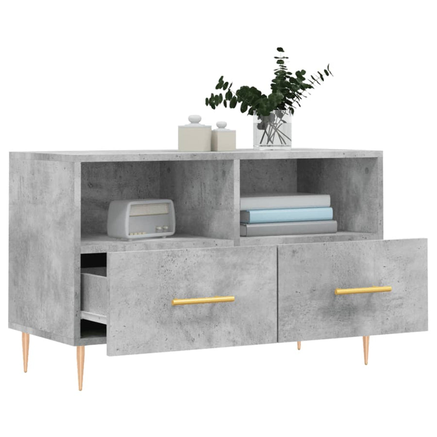 Tv-Meubel 80X36X50 Cm Bewerkt Hout Betongrijs
