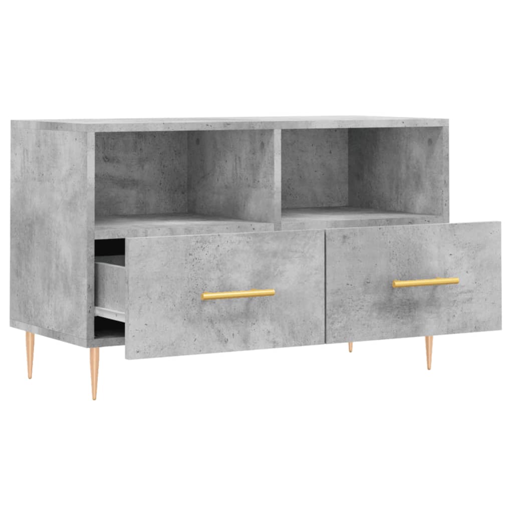 Tv-Meubel 80X36X50 Cm Bewerkt Hout Betongrijs