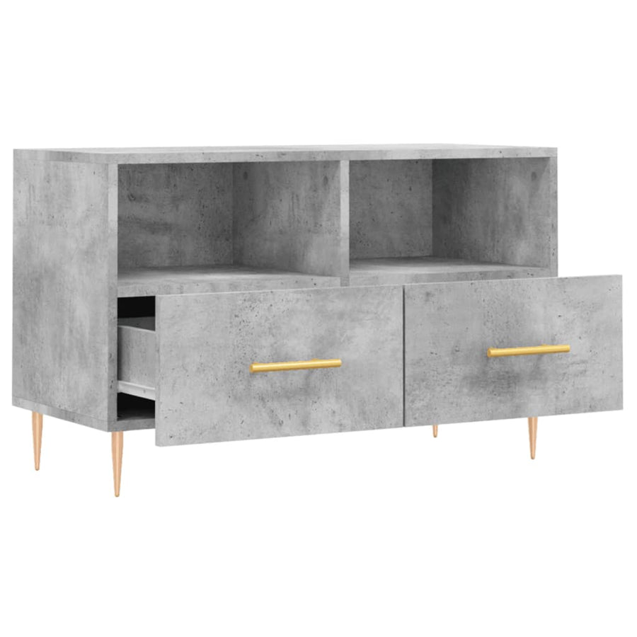 Tv-Meubel 80X36X50 Cm Bewerkt Hout Betongrijs