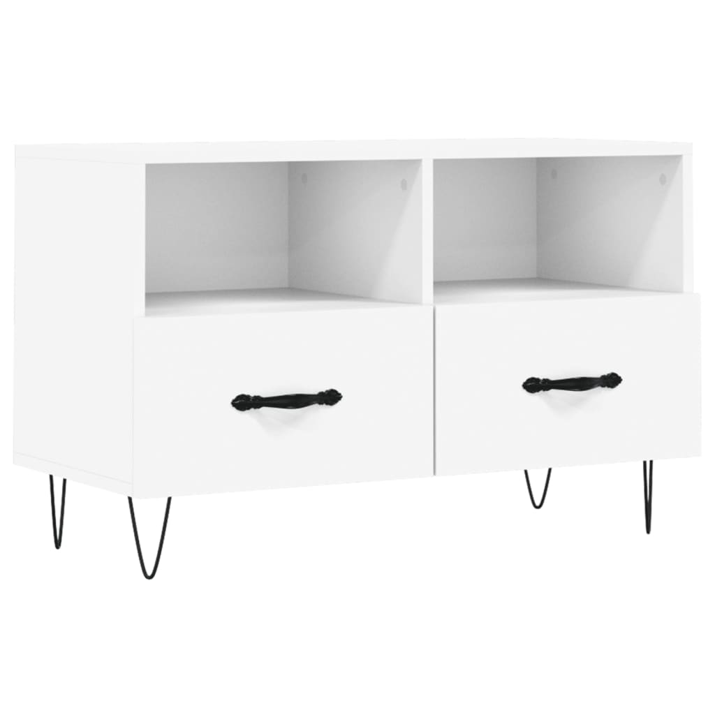 Tv-Meubel 80X36X50 Cm Bewerkt Hout Wit