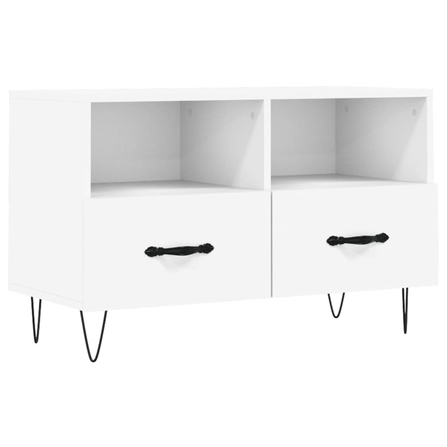 Tv-Meubel 80X36X50 Cm Bewerkt Hout Wit