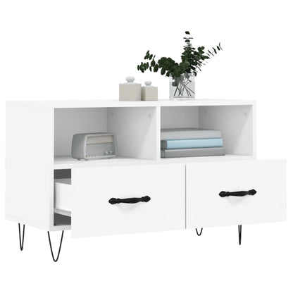 Tv-Meubel 80X36X50 Cm Bewerkt Hout Wit