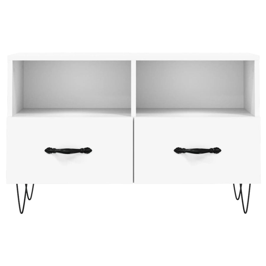 Tv-Meubel 80X36X50 Cm Bewerkt Hout Wit