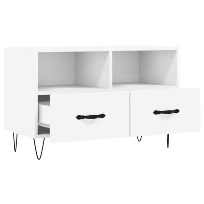 Tv-Meubel 80X36X50 Cm Bewerkt Hout Wit