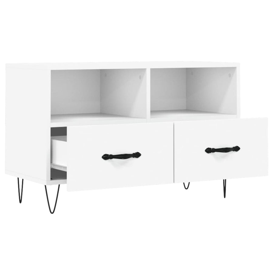 Tv-Meubel 80X36X50 Cm Bewerkt Hout Wit