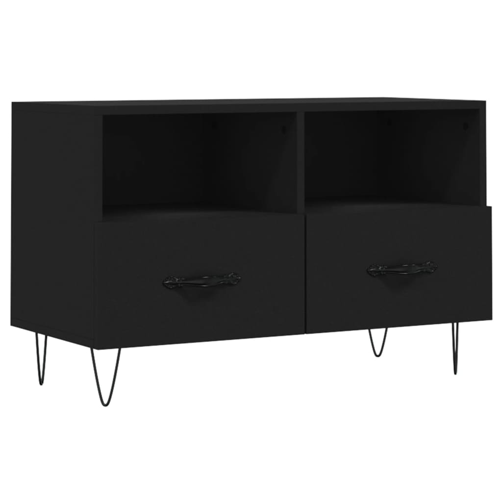 Tv-Meubel 80X36X50 Cm Bewerkt Hout Zwart