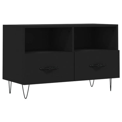 Tv-Meubel 80X36X50 Cm Bewerkt Hout Zwart