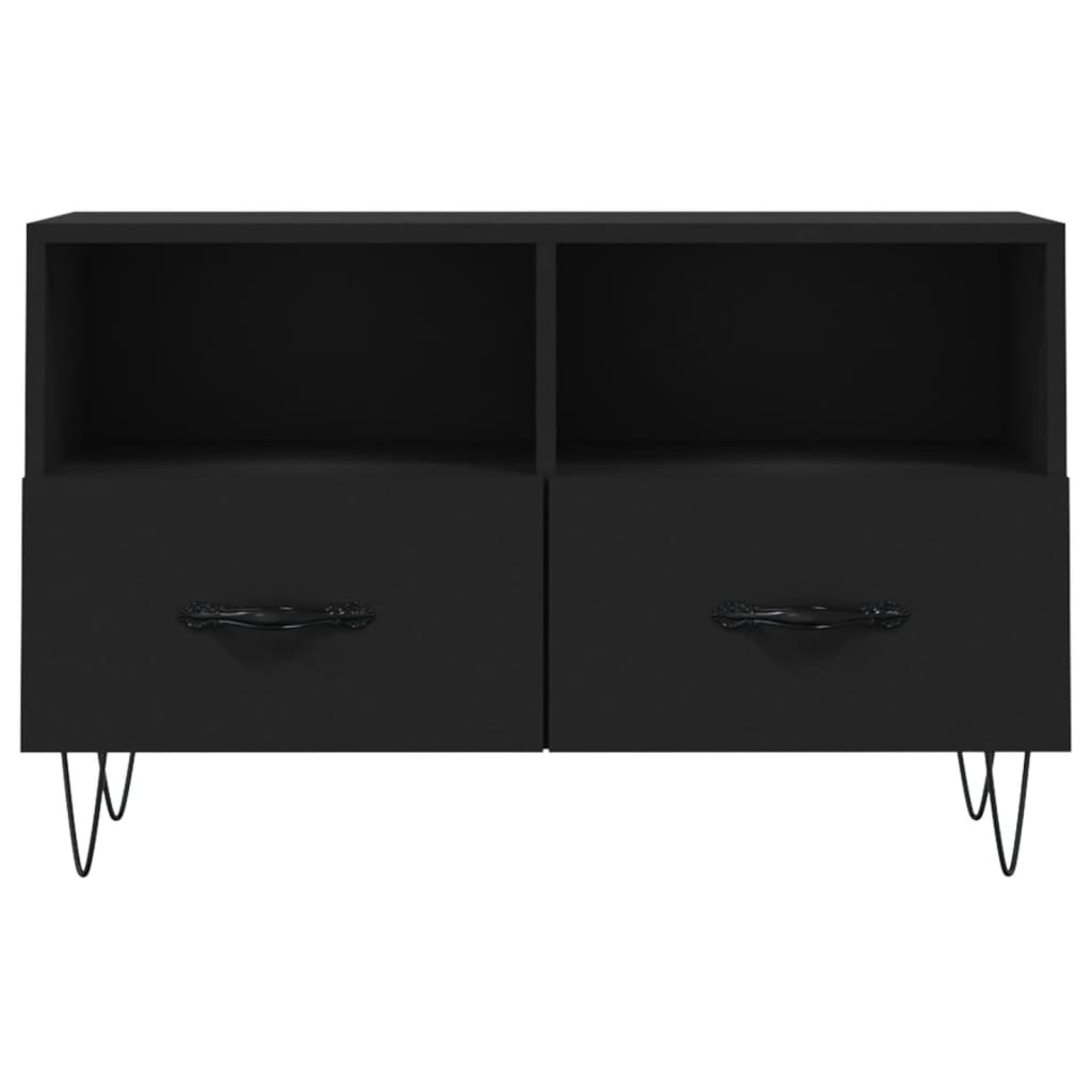 Tv-Meubel 80X36X50 Cm Bewerkt Hout Zwart