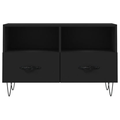 Tv-Meubel 80X36X50 Cm Bewerkt Hout Zwart