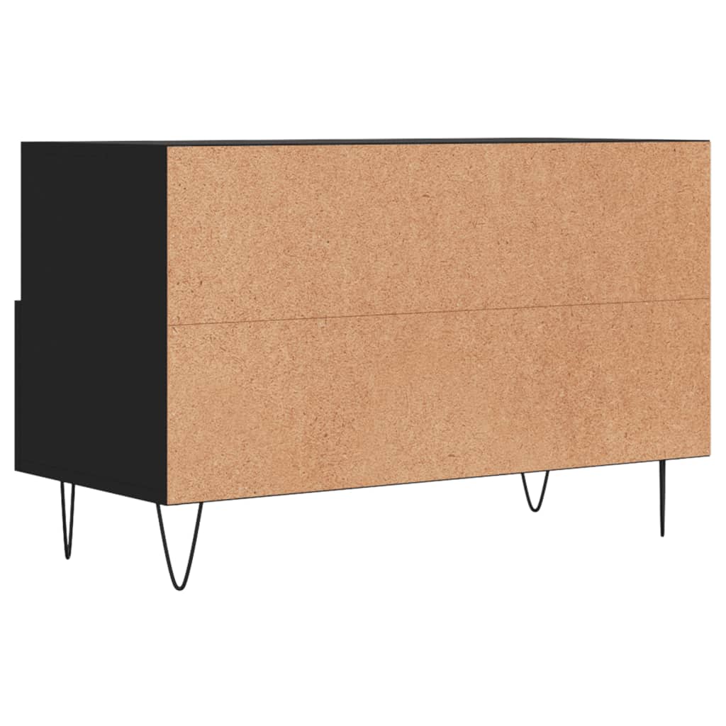 Tv-Meubel 80X36X50 Cm Bewerkt Hout Zwart