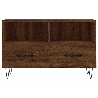 Tv-Meubel 80X36X50 Cm Bewerkt Hout Bruin Eikenkleur Bruineiken