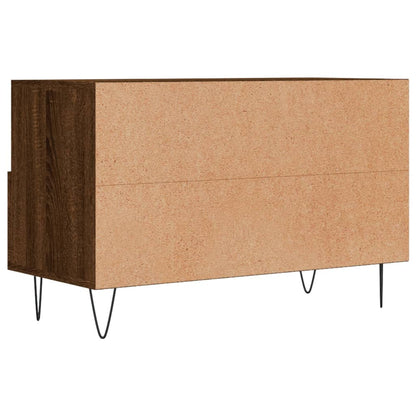 Tv-Meubel 80X36X50 Cm Bewerkt Hout Bruin Eikenkleur Bruineiken
