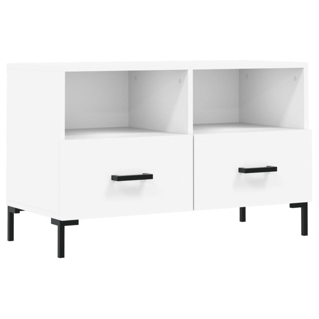 Tv-Meubel 80X36X50 Cm Bewerkt Hout Wit