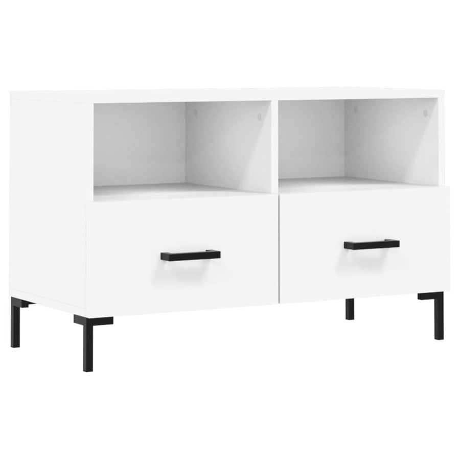 Tv-Meubel 80X36X50 Cm Bewerkt Hout Wit