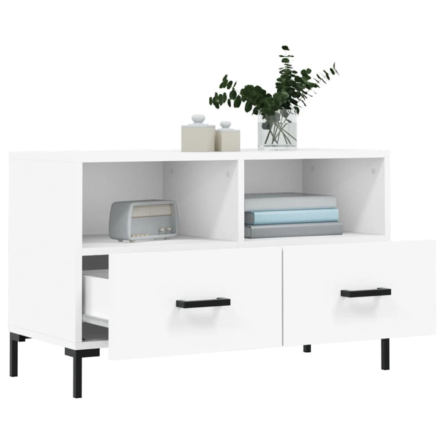 Tv-Meubel 80X36X50 Cm Bewerkt Hout Wit