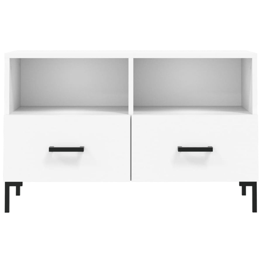 Tv-Meubel 80X36X50 Cm Bewerkt Hout Wit