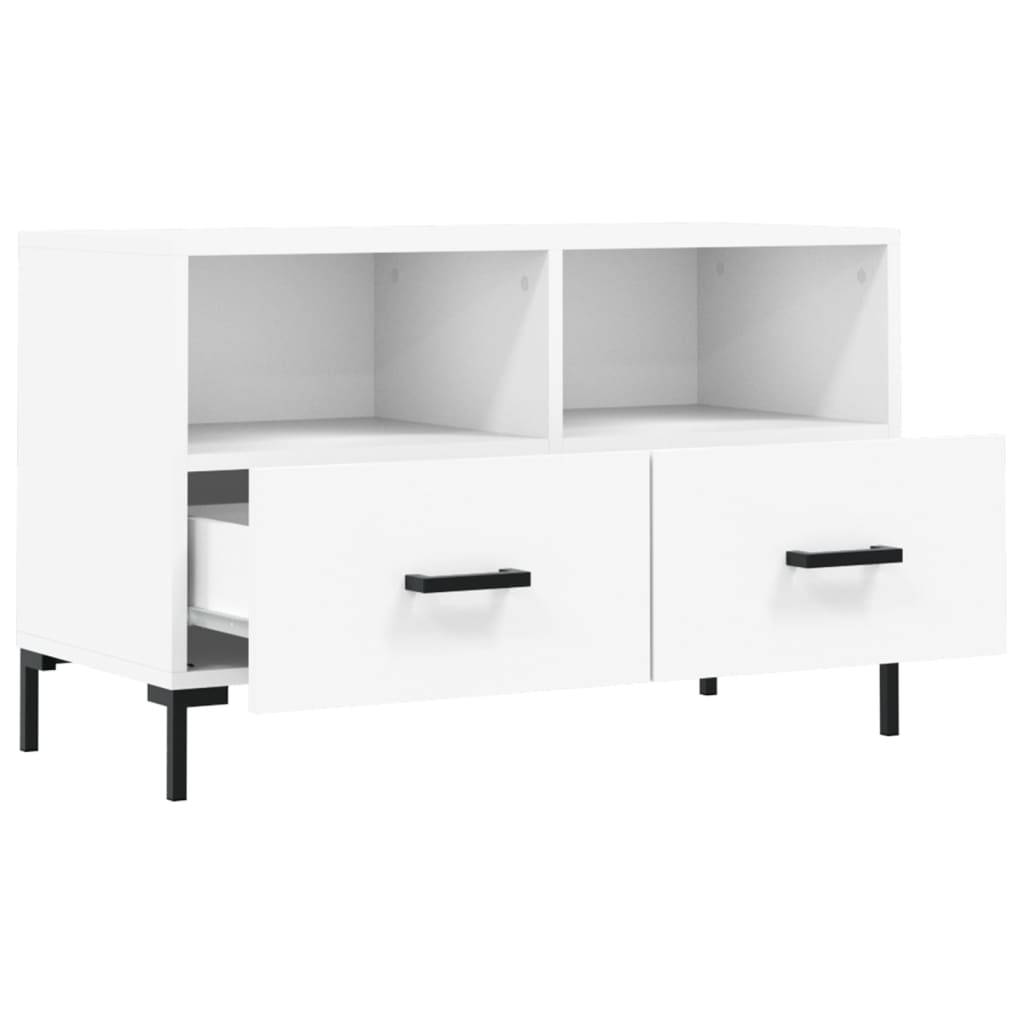 Tv-Meubel 80X36X50 Cm Bewerkt Hout Wit