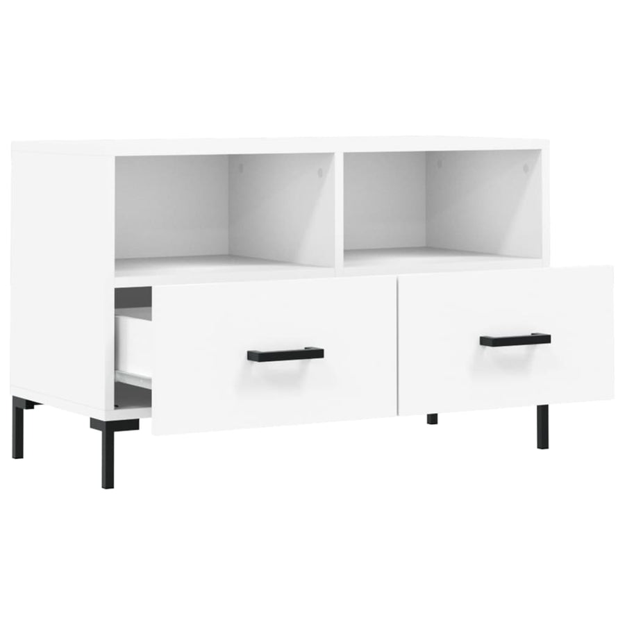 Tv-Meubel 80X36X50 Cm Bewerkt Hout Wit
