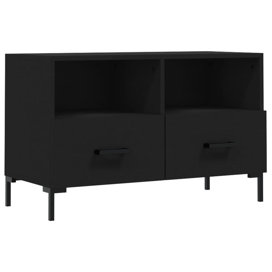 Tv-Meubel 80X36X50 Cm Bewerkt Hout Zwart