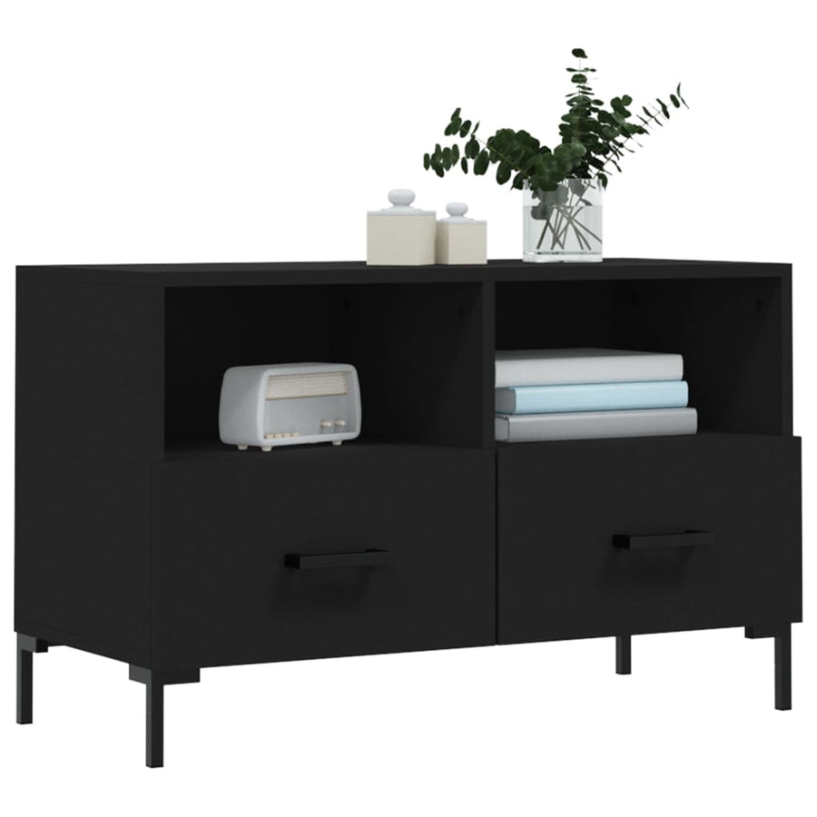 Tv-Meubel 80X36X50 Cm Bewerkt Hout Zwart