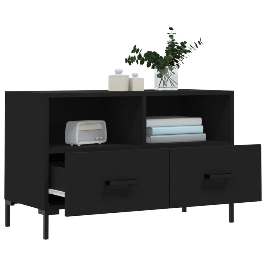 Tv-Meubel 80X36X50 Cm Bewerkt Hout Zwart