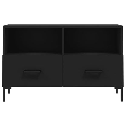 Tv-Meubel 80X36X50 Cm Bewerkt Hout Zwart