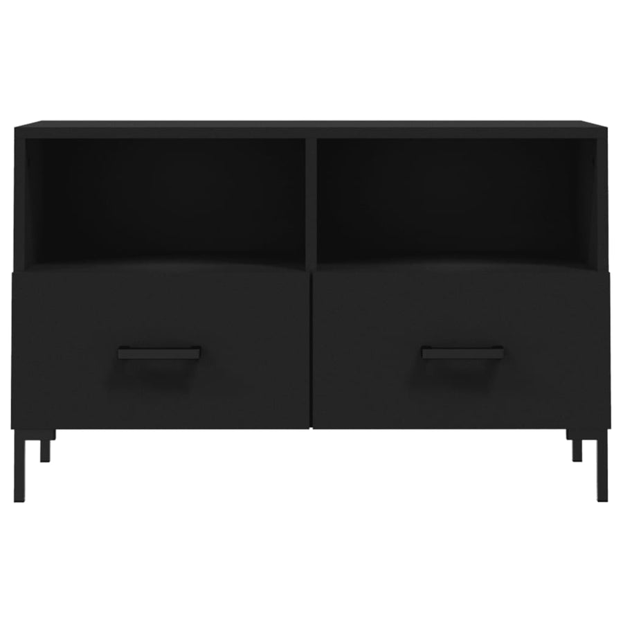 Tv-Meubel 80X36X50 Cm Bewerkt Hout Zwart