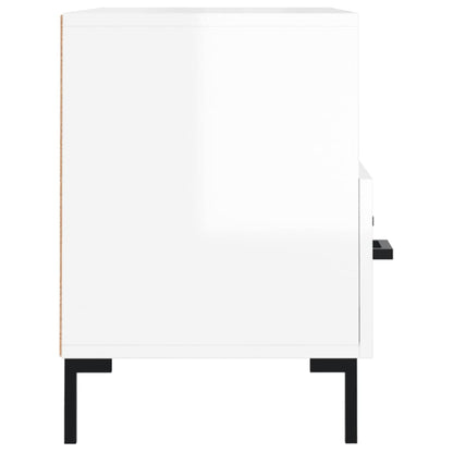 Tv-Meubel 80X36X50 Cm Bewerkt Hout Hoogglans wit