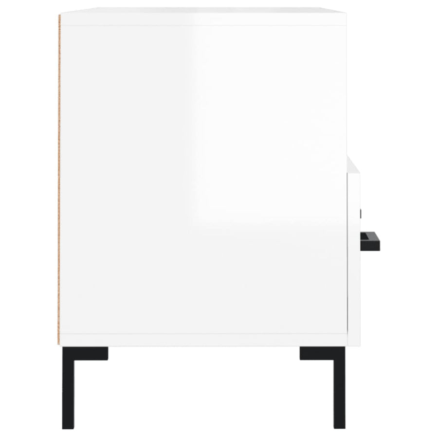 Tv-Meubel 80X36X50 Cm Bewerkt Hout Hoogglans wit
