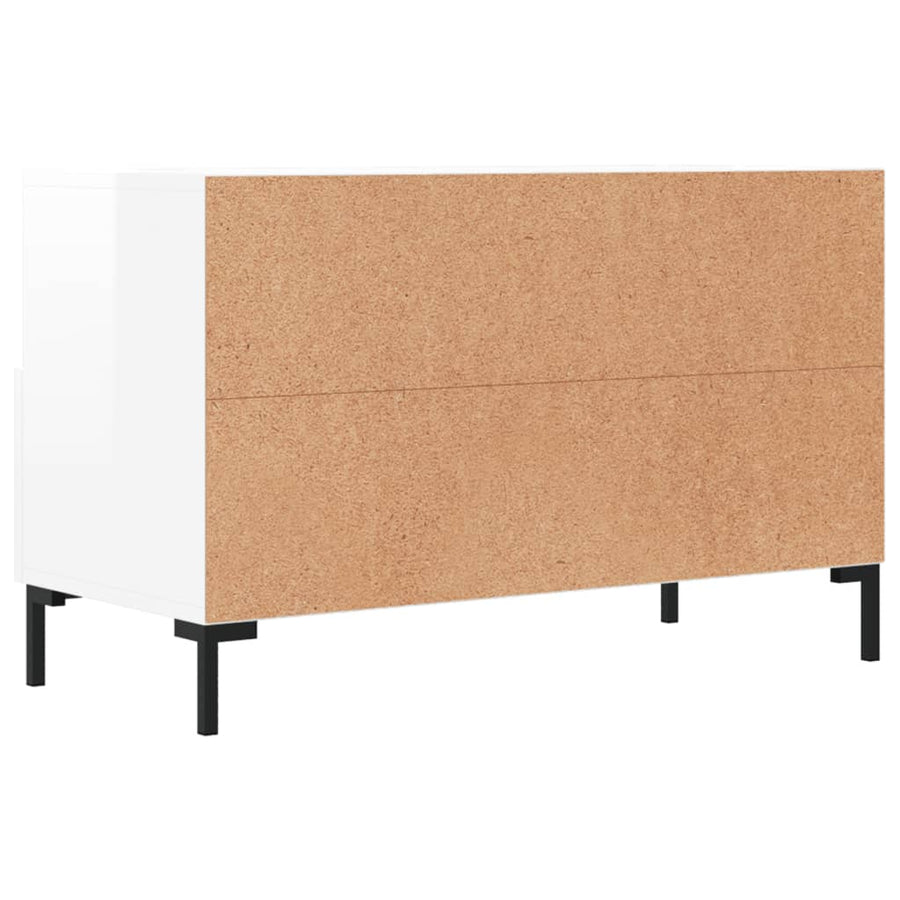 Tv-Meubel 80X36X50 Cm Bewerkt Hout Hoogglans wit