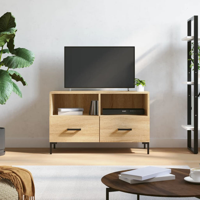 Tv-Meubel 80X36X50 Cm Bewerkt Hout Sonoma eiken