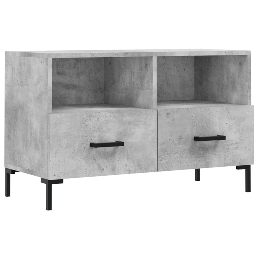 Tv-Meubel 80X36X50 Cm Bewerkt Hout Betongrijs