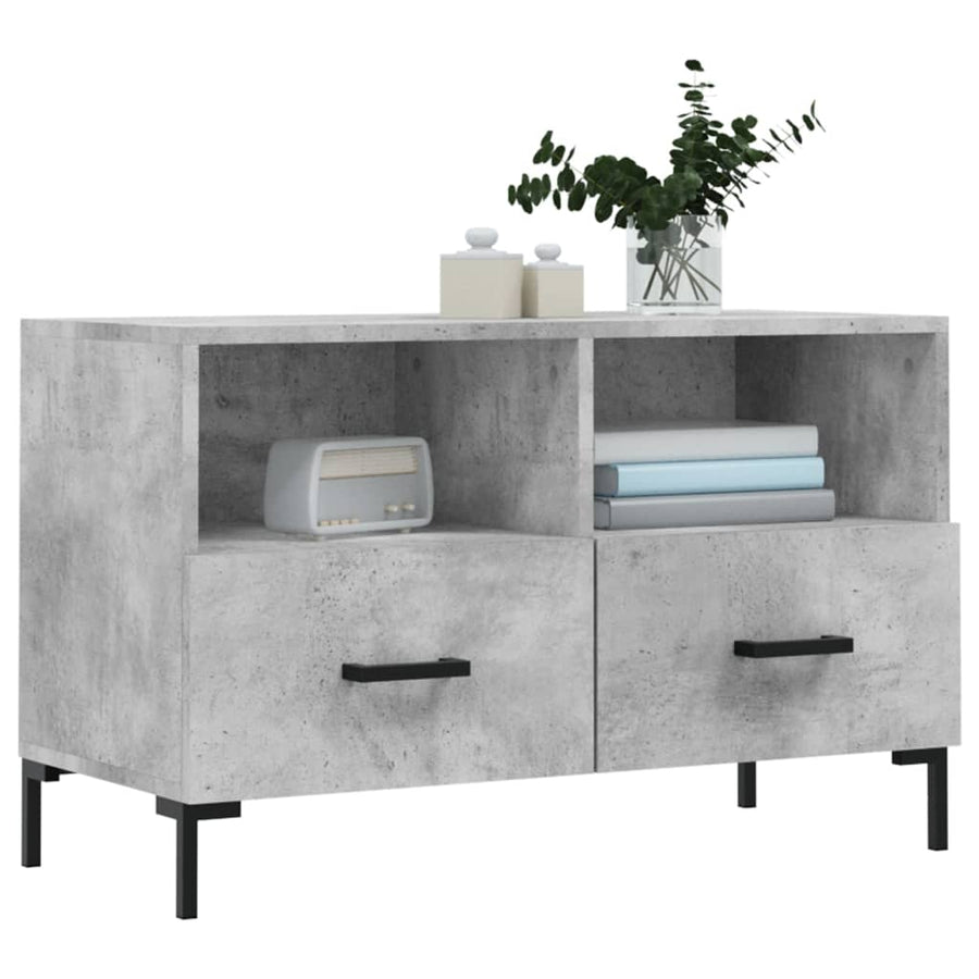 Tv-Meubel 80X36X50 Cm Bewerkt Hout Betongrijs