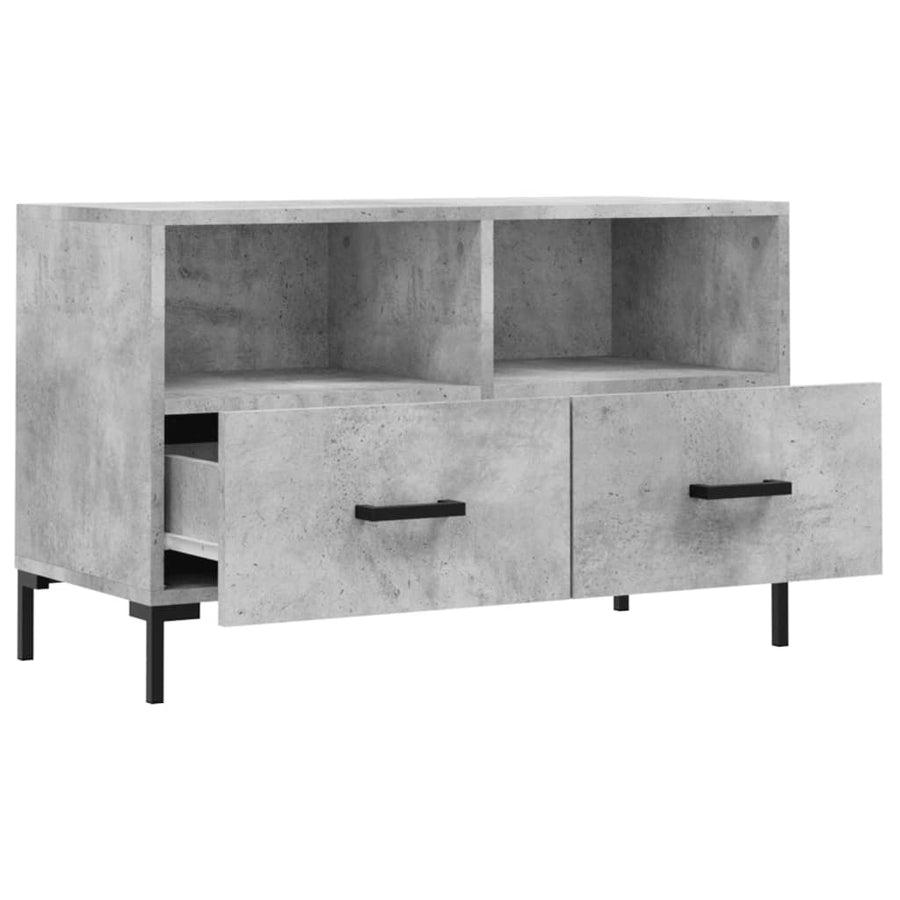 Tv-Meubel 80X36X50 Cm Bewerkt Hout Betongrijs