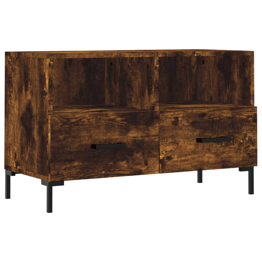 Tv-Meubel 80X36X50 Cm Bewerkt Hout Kleurig Gerookt eiken