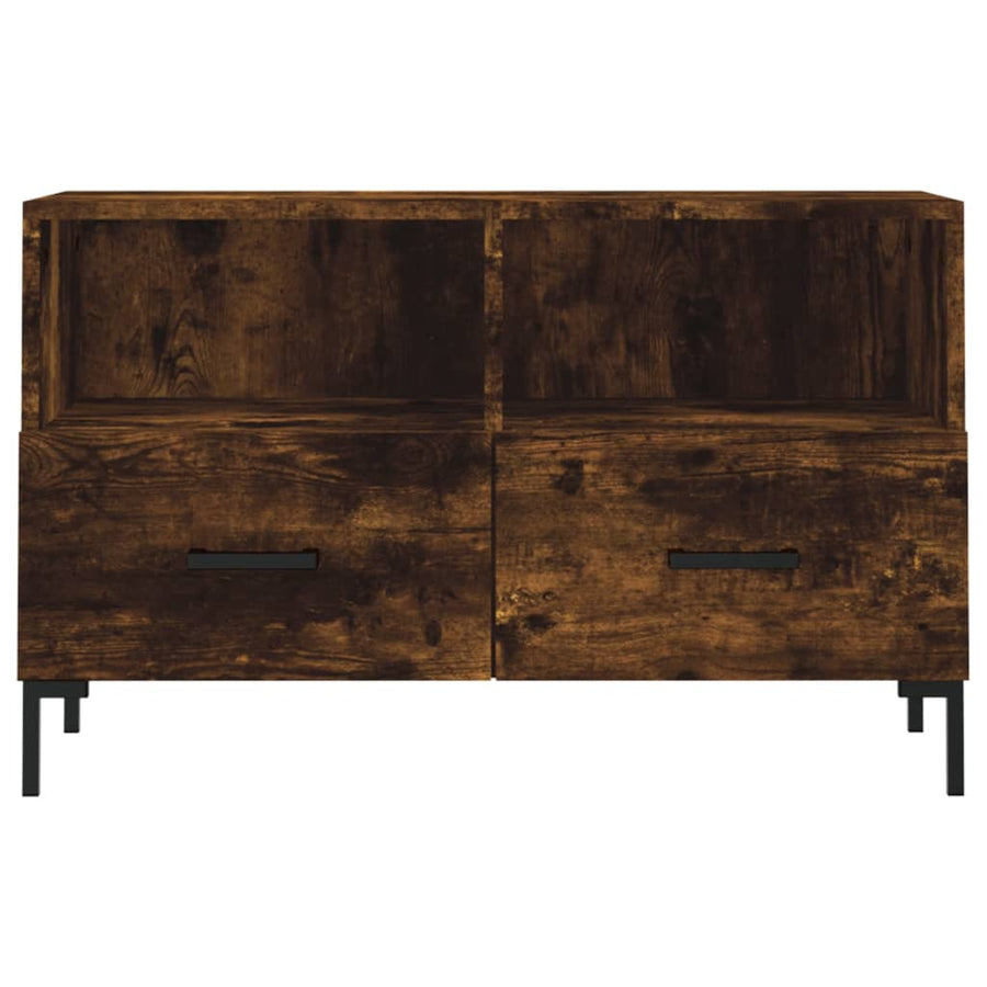 Tv-Meubel 80X36X50 Cm Bewerkt Hout Kleurig Gerookt eiken