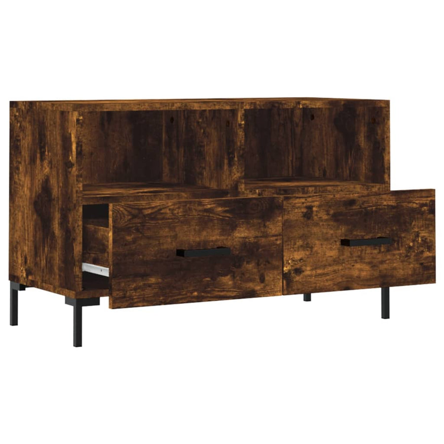 Tv-Meubel 80X36X50 Cm Bewerkt Hout Kleurig Gerookt eiken