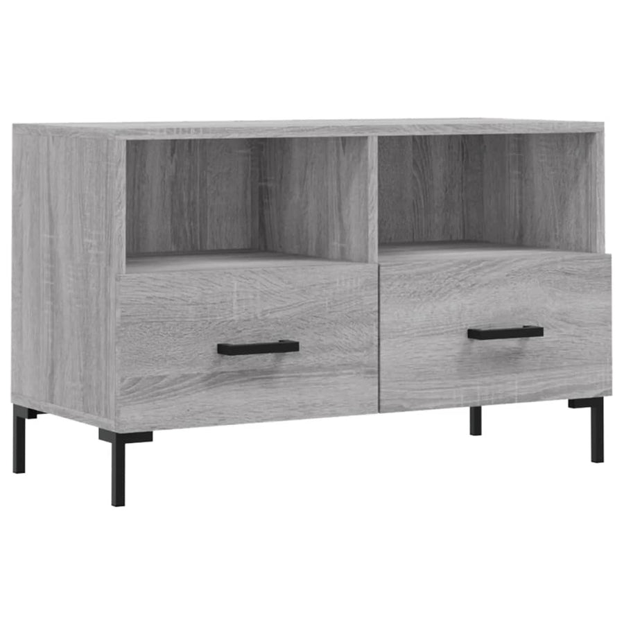 Tv-Meubel 80X36X50 Cm Bewerkt Hout Eikenkleurig Grijs sonoma